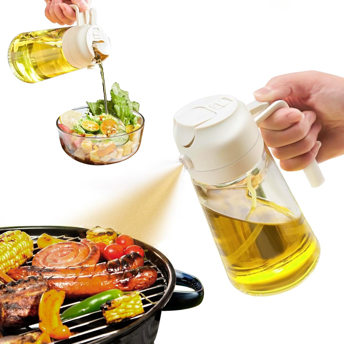 LIVNKITCHEN Premium Refillable Oil Spray Bottle for Cooking