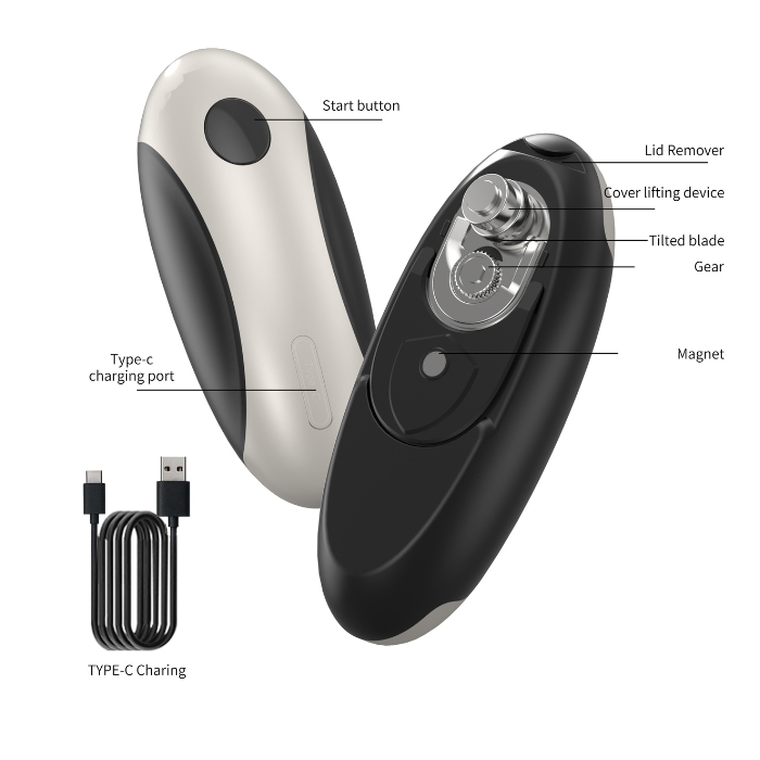 LIVNKITCHEN Rechargeable Electric Can Opener, One-Touch Automatic Can Opening with Lid Remover & Smooth Edge Cutting, Food-Safe, Easy to Use for Seniors and Arthritis